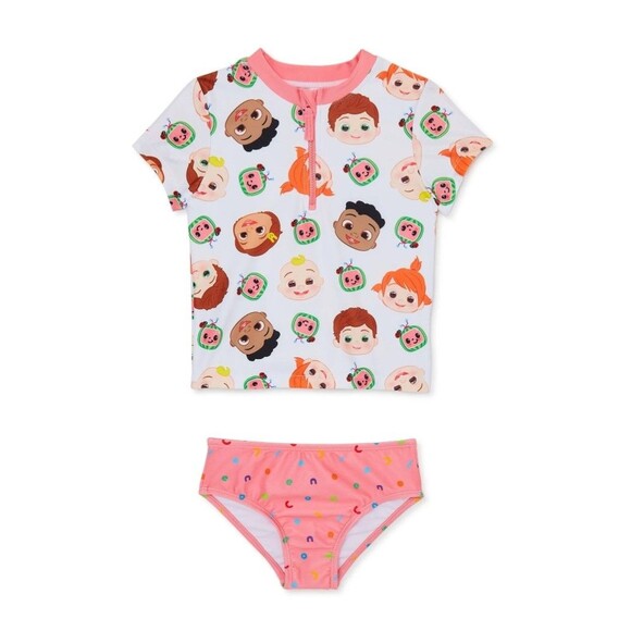 Dreamwave Other - CoComelon Toddler  Short Sleeve Rashguard and Swim Bottom Zipper Set Girl 3T